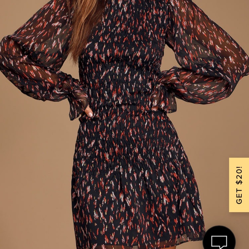 Lulus Multi Print Smocked Balloon Sleeve Dress